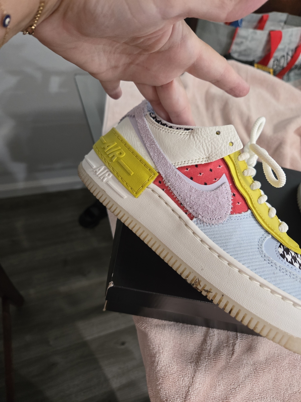 Nike Womens Air Force 1 Shadow "Patchwork" (Style Code: DM8076-100) - Picture 4 of 6